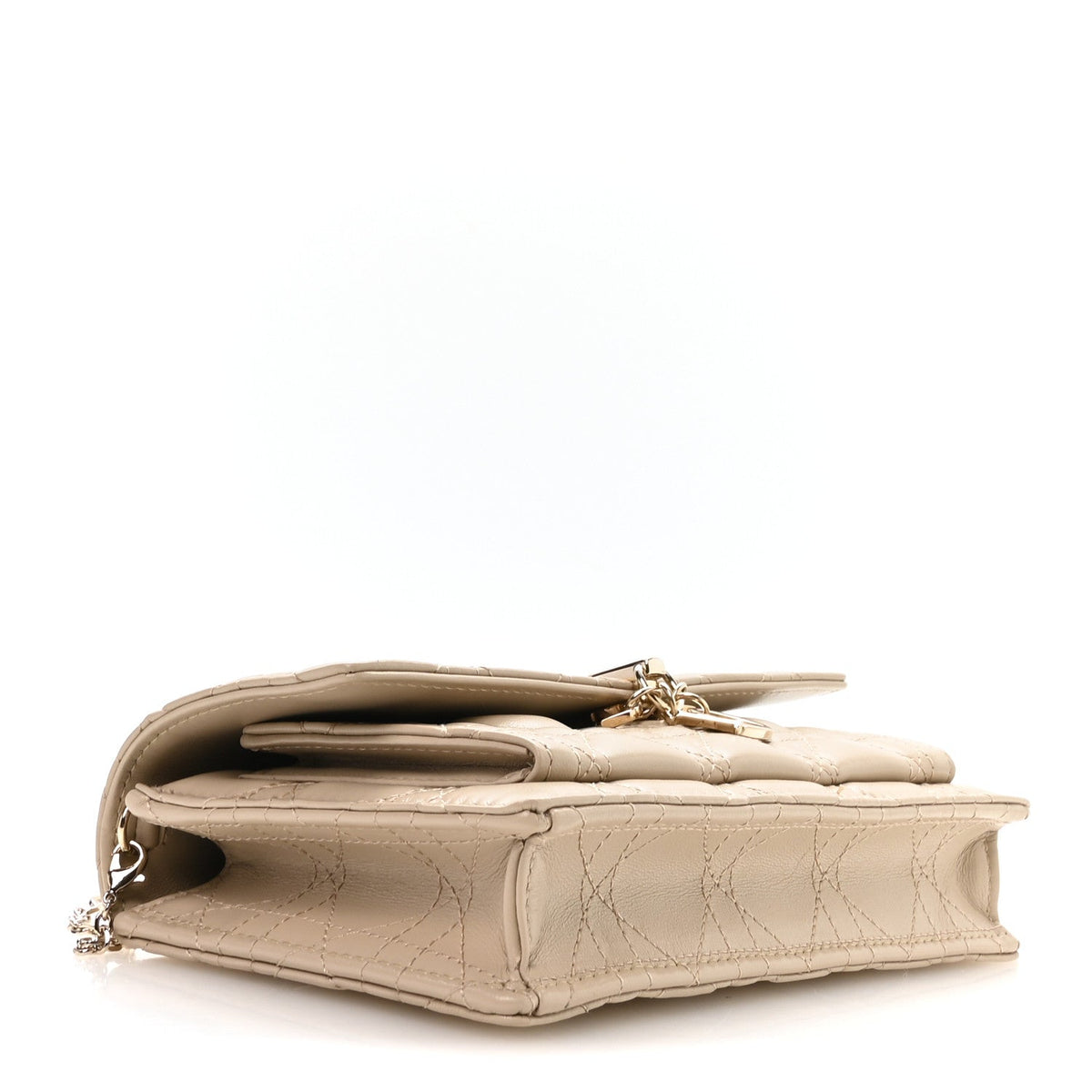 Lambskin Cannage Chain My Dior Daily Chain Pouch Powder Beige