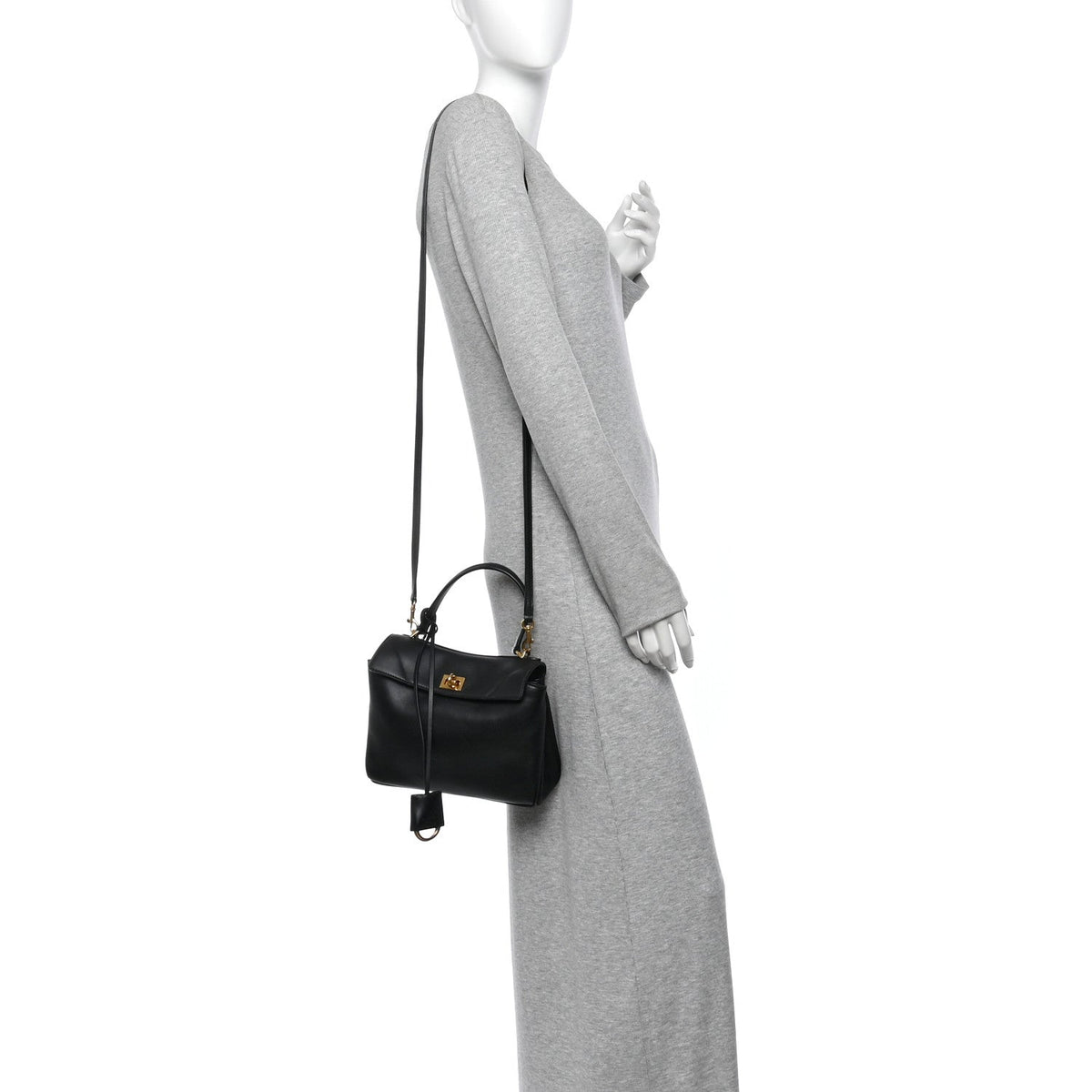 Natural Smooth Calfskin Mini Rodeo Top Handle Handbag Black