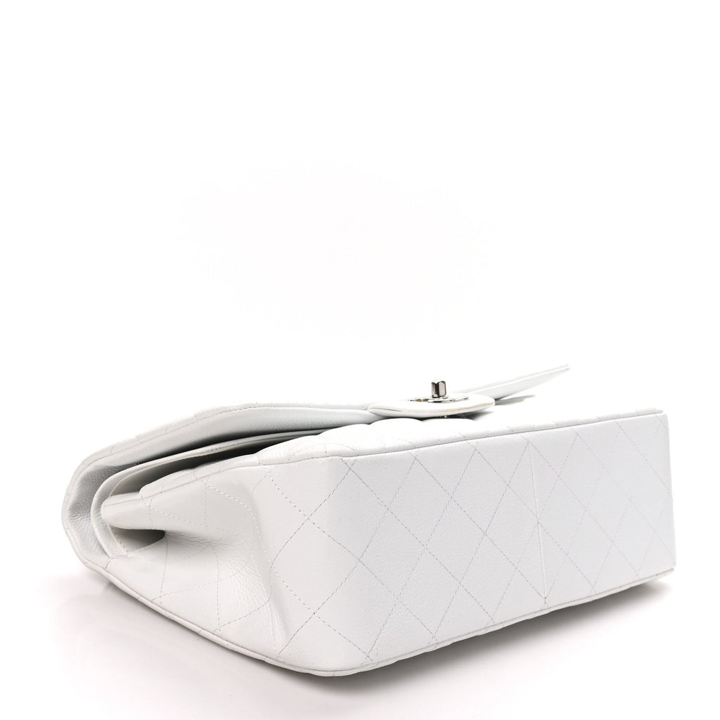 Caviar Quilted Jumbo Double Flap White