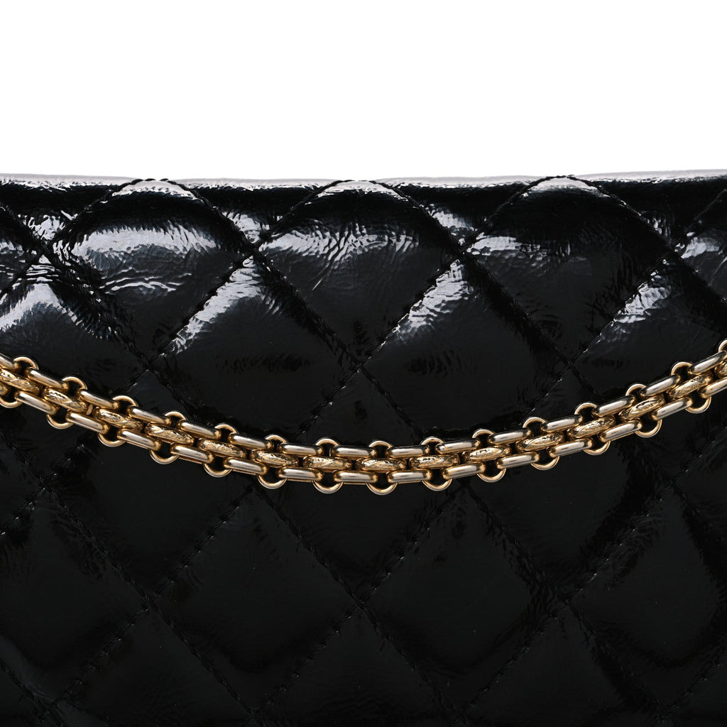 Distressed Patent Quilted 2.55 Reissue 227 Flap Black