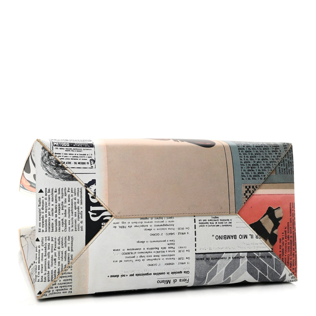 Printed Calfskin Medium Newspaper Tote Bag