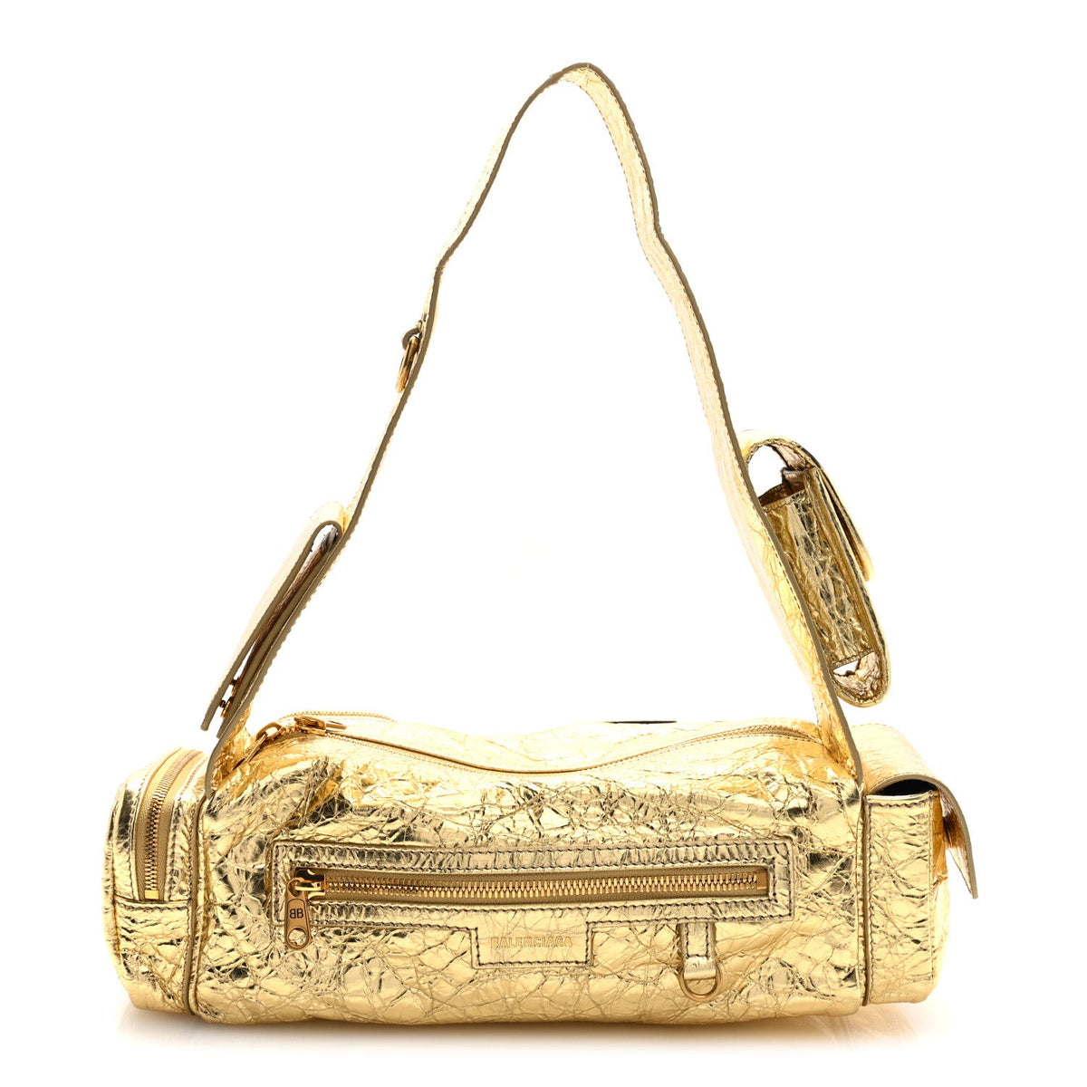 Metallized Agneau Arena Superbusy XS Sling Zip Shoulder Bag Gold