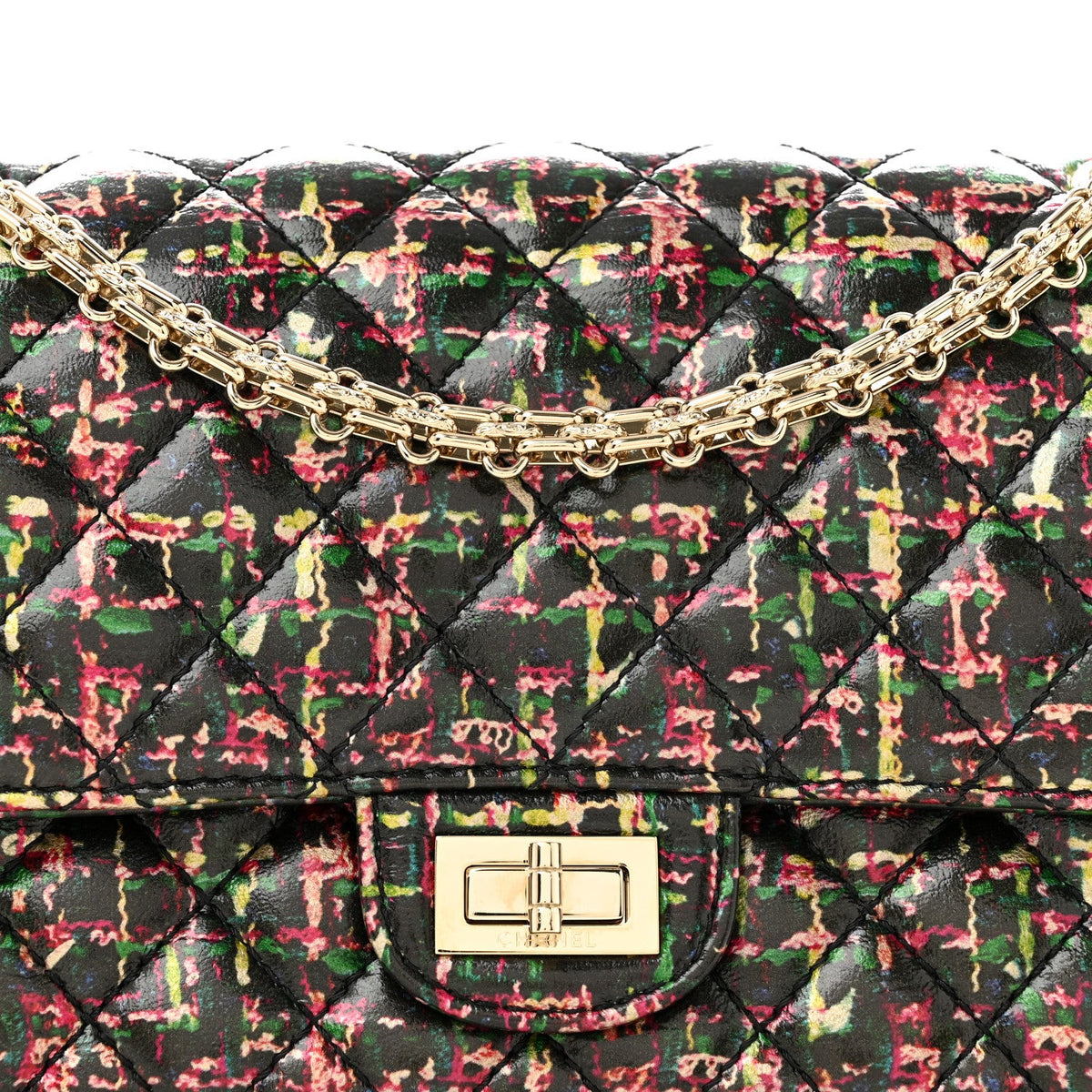 Tweed Printed Lambskin Quilted 2.55 Reissue 225 Flap Multicolor