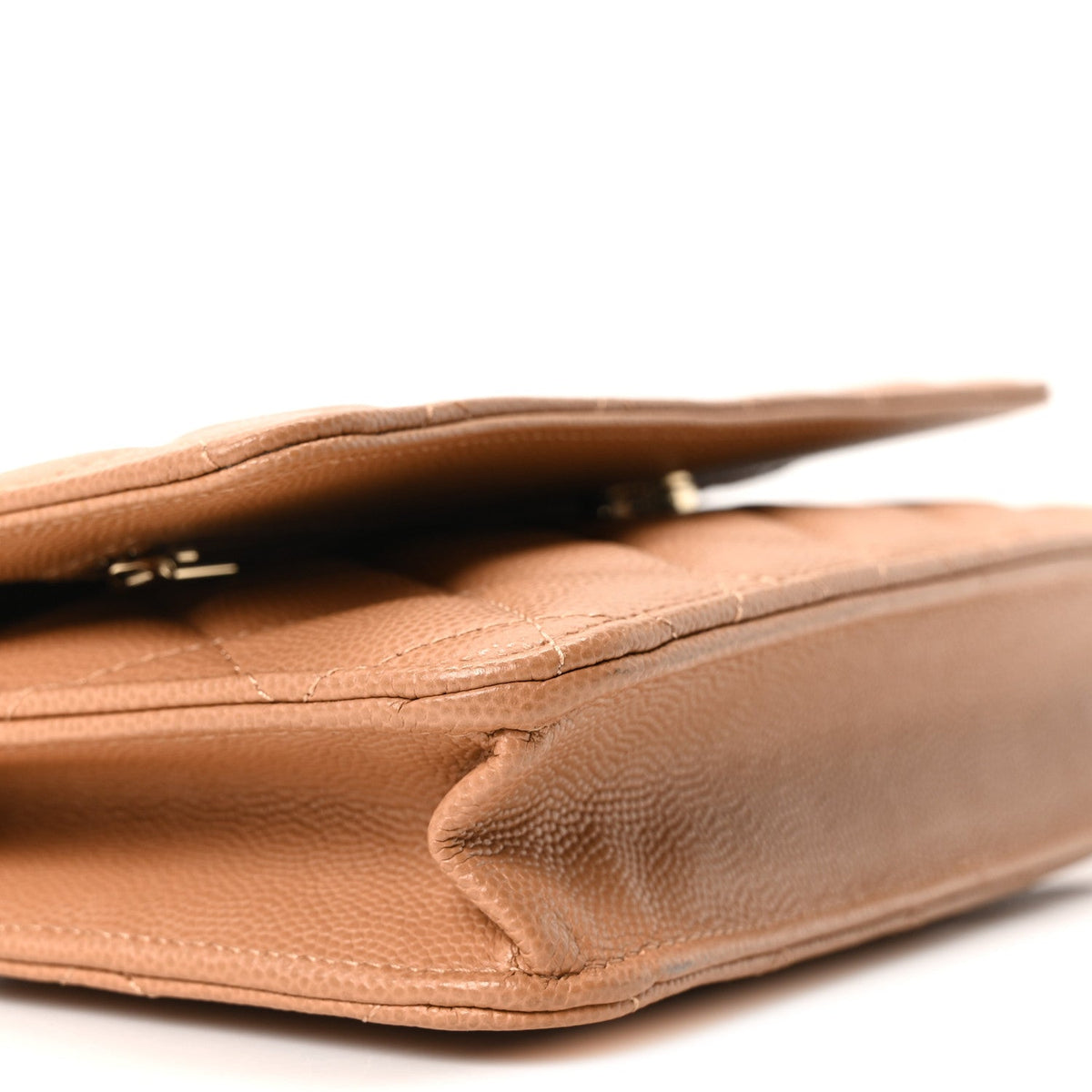 Caviar Quilted Wallet on Chain WOC Dark Beige