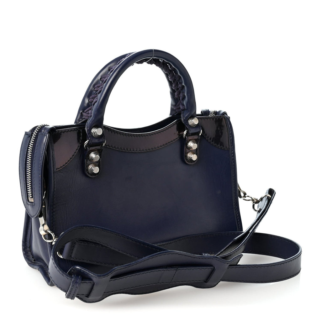Smooth Calfskin Metallic Patent Giant 12 Silver Hardware Mini City Ultraviolet