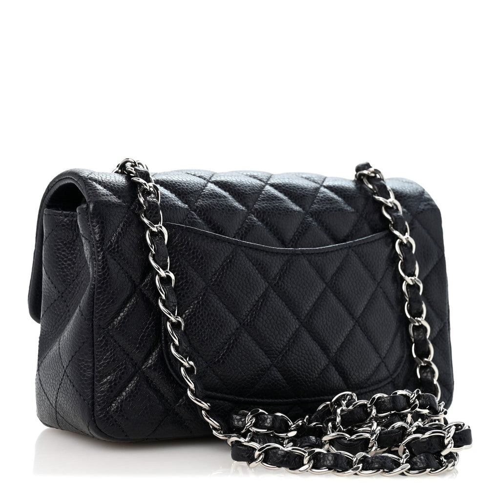 Caviar Quilted Mini Rectangular Flap Navy