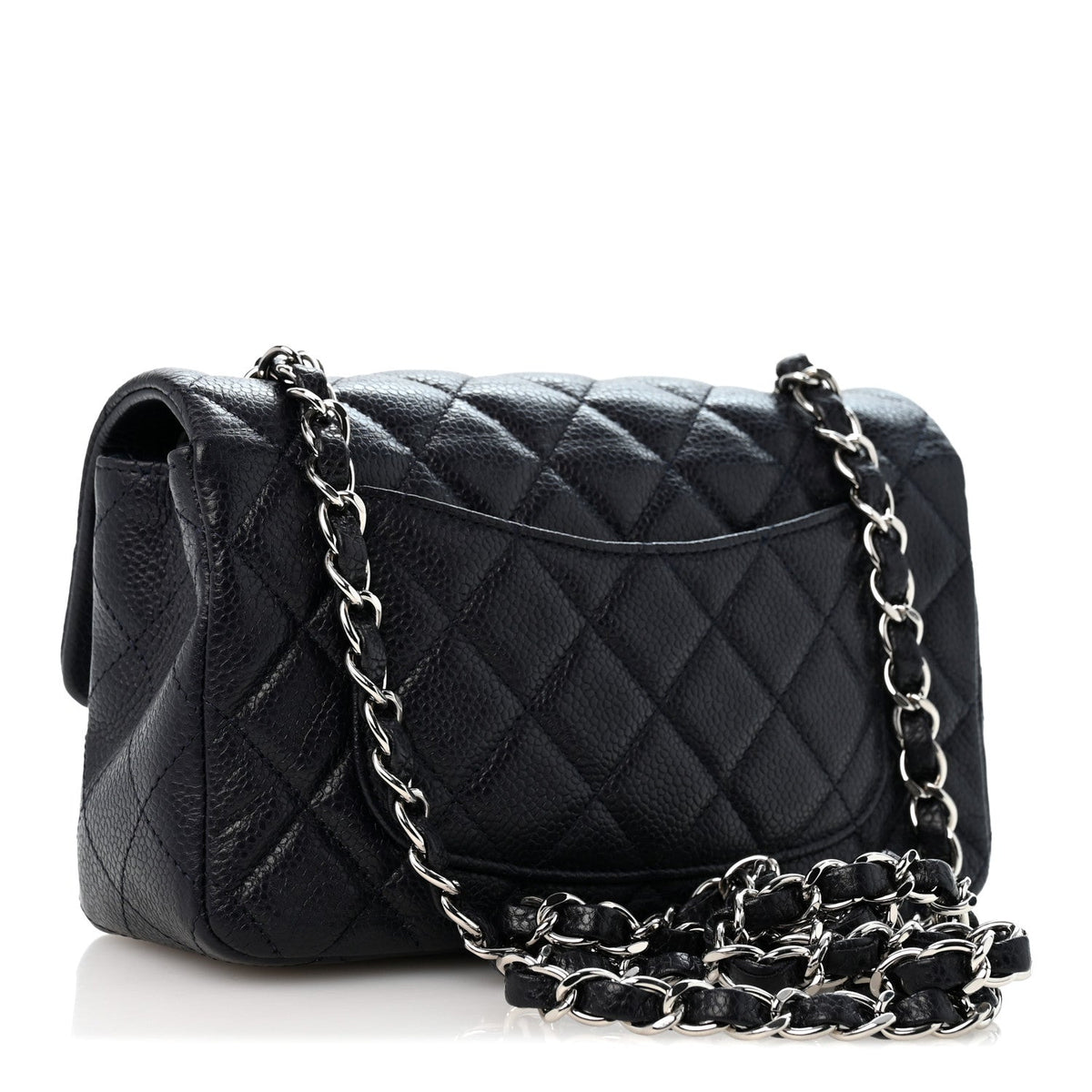 Caviar Quilted Mini Rectangular Flap Navy