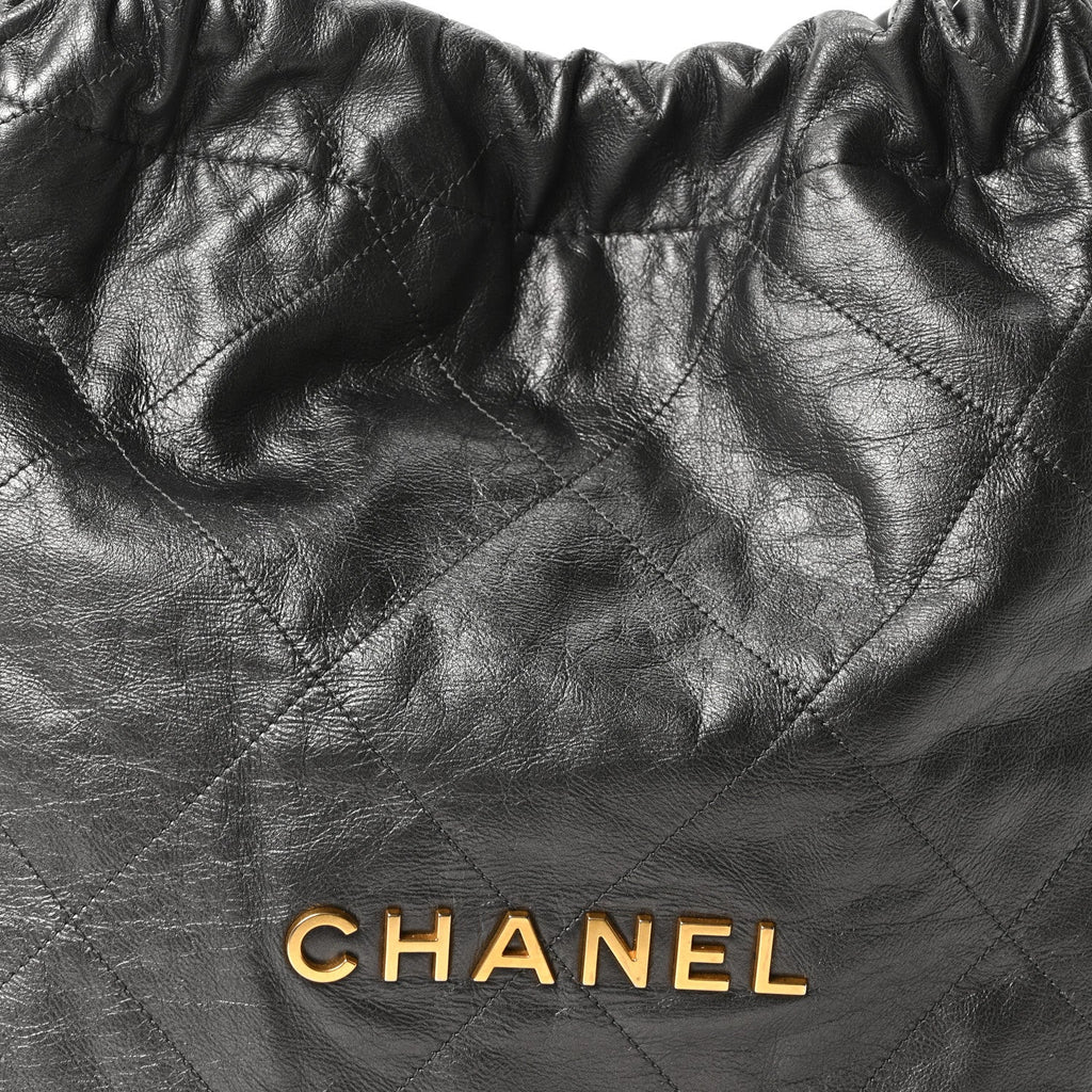 Metallic Calfskin Quilted Chanel 22 Ruthenium