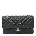 Caviar Quilted Medium Double Flap Black