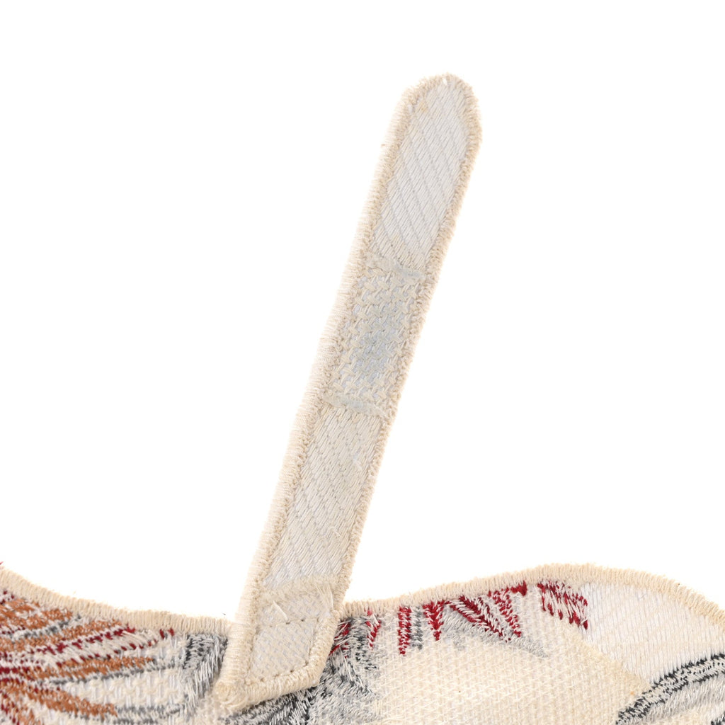 Canvas Embroidered Camouflage Flowers Saddle Bag Latte Multicolor