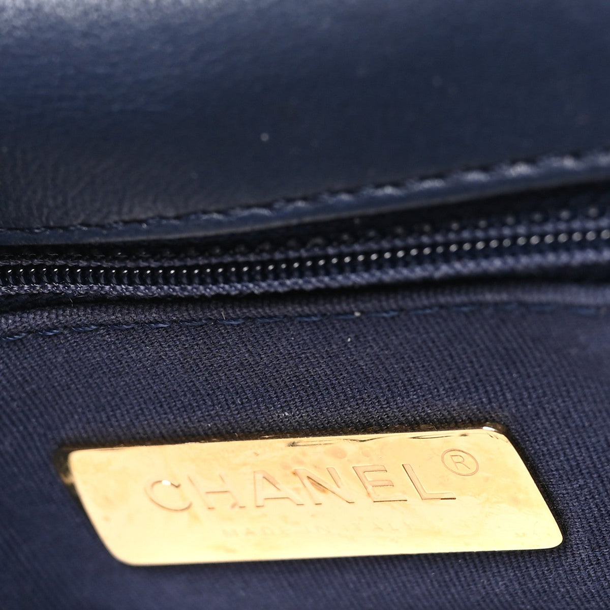Goatskin Quilted Medium Chanel 19 Flap Navy Blue