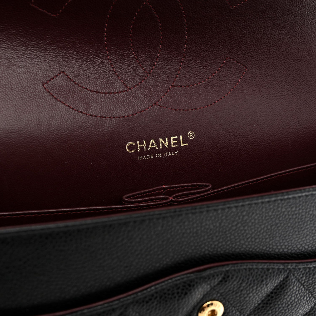 Caviar Quilted Jumbo Double Flap Black