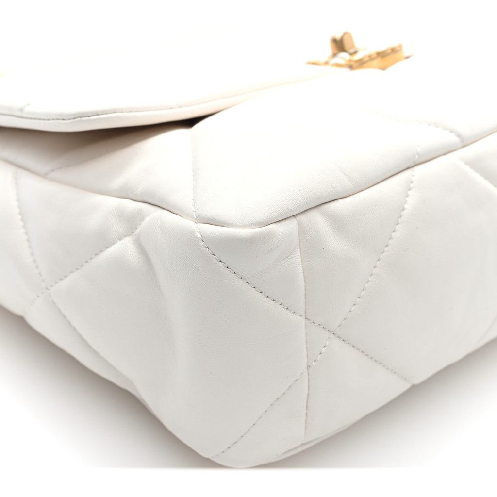 Lambskin Quilted Large Chanel 19 Flap White