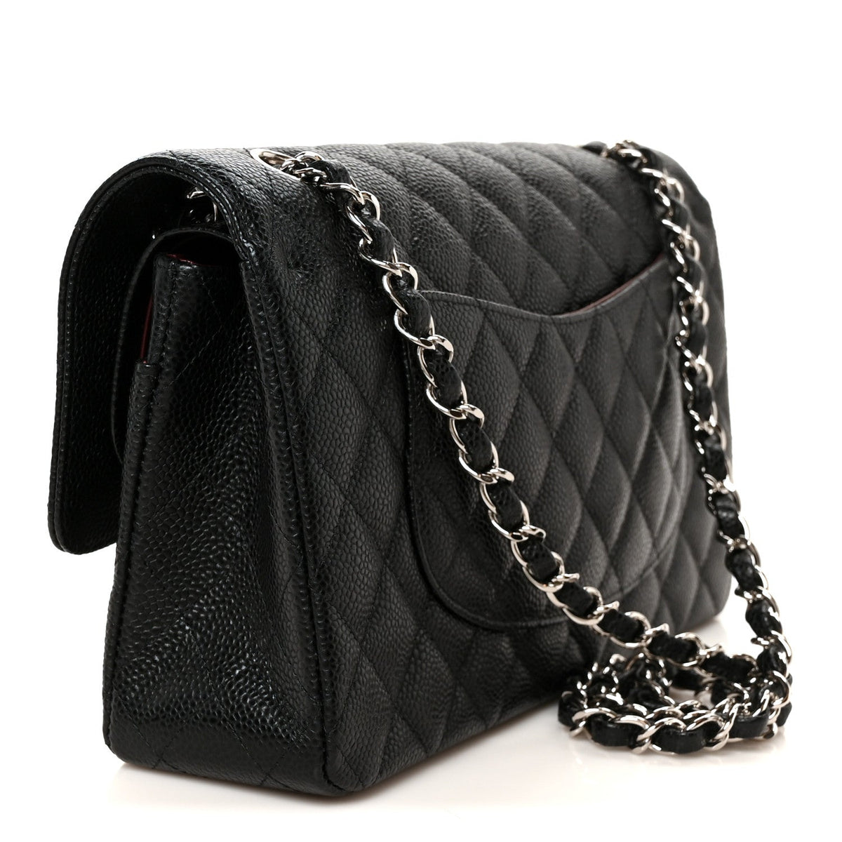 Caviar Quilted Medium Double Flap Black
