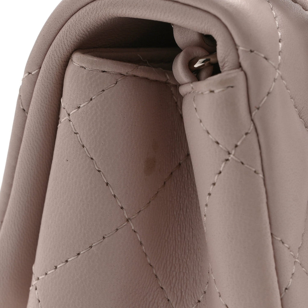 Lambskin Quilted Mini Square Flap Light Pink