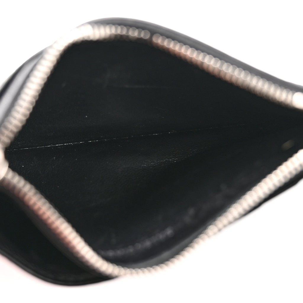 Calfskin Hourglass Long Coin Case Card Holder Black