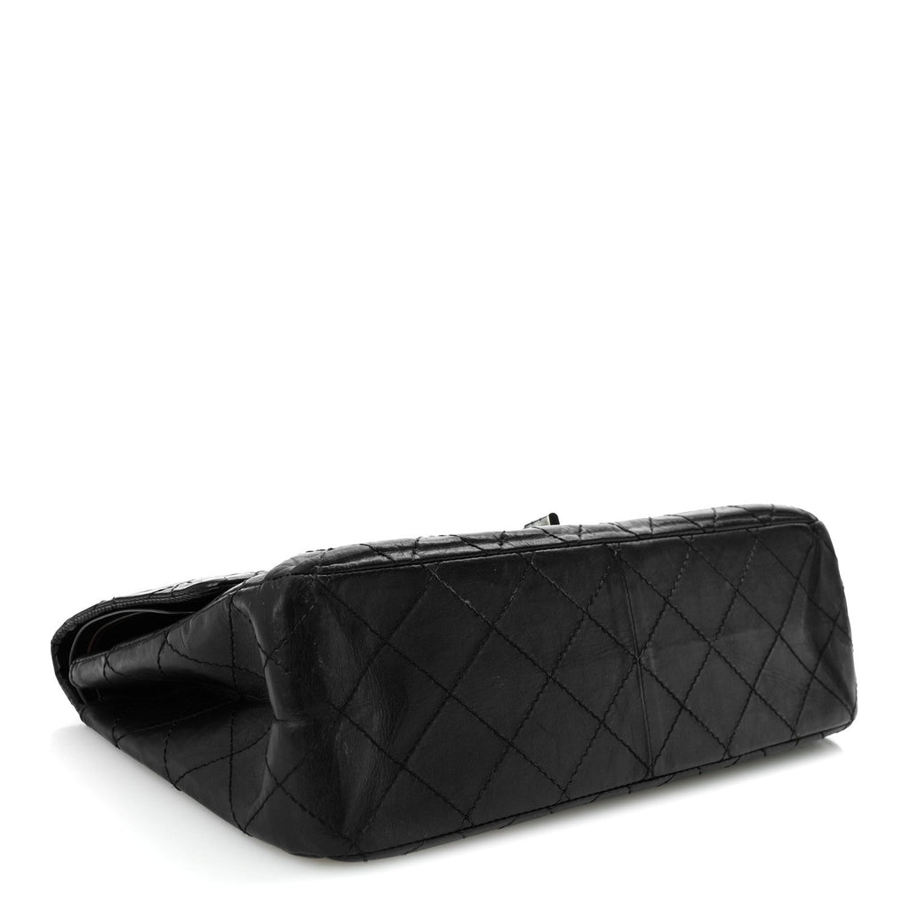 Aged Calfskin Quilted 2.55 Reissue 227 Flap Black