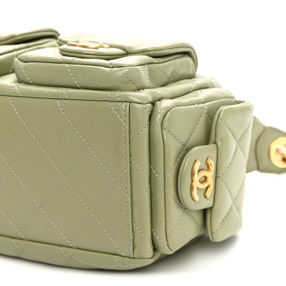 Shiny Lambskin Quilted Trendy Pockets Hobo Green
