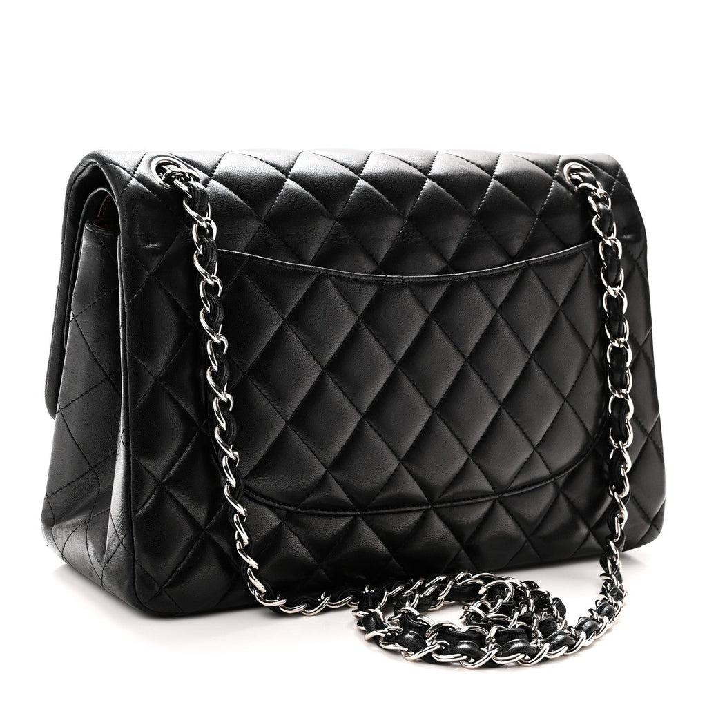 Lambskin Quilted Jumbo Double Flap Black