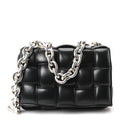 Lambskin Maxi Intreccio Padded Chain Cassette Crossbody Bag Black