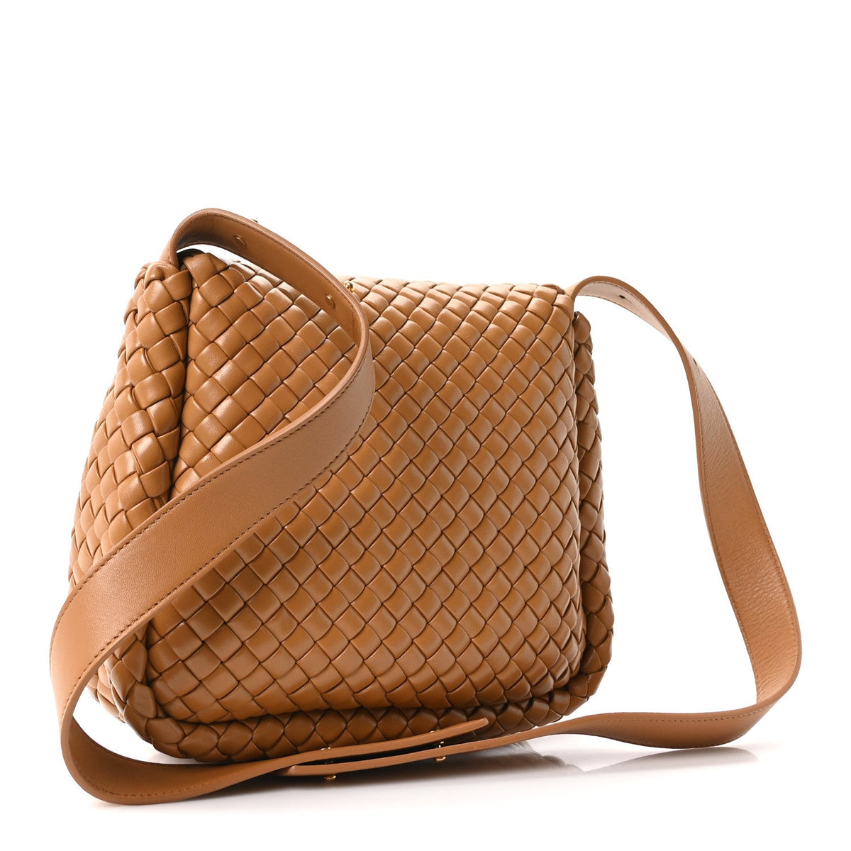 Nappa Intreccicio Padded Cobble Shoulder Bag Caramel