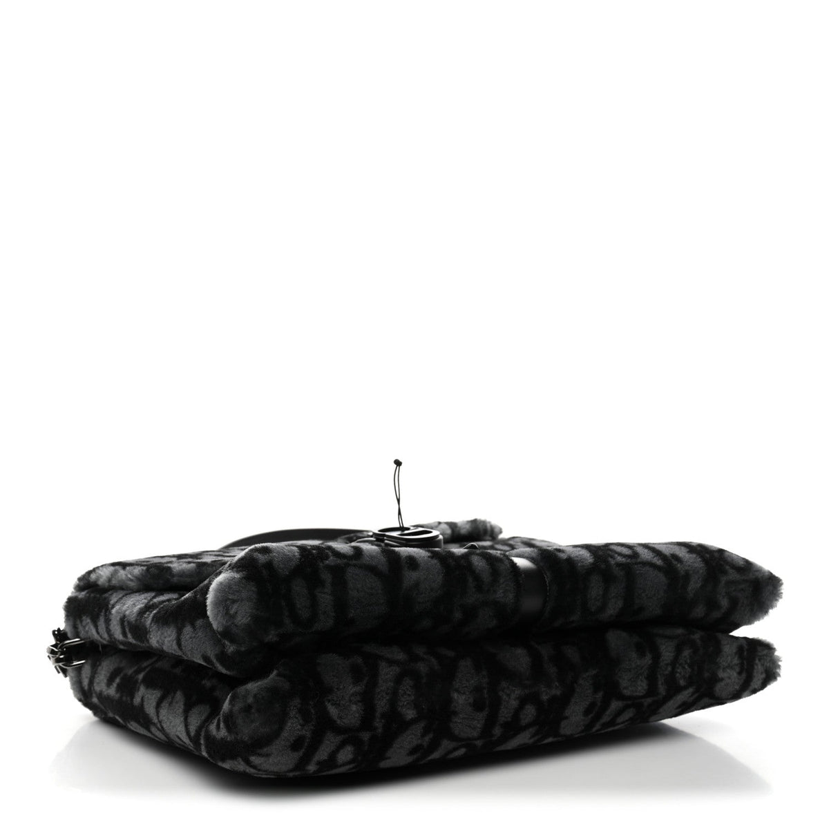 Oblique Mink Fur Saddle Soft Bag Dark Grey