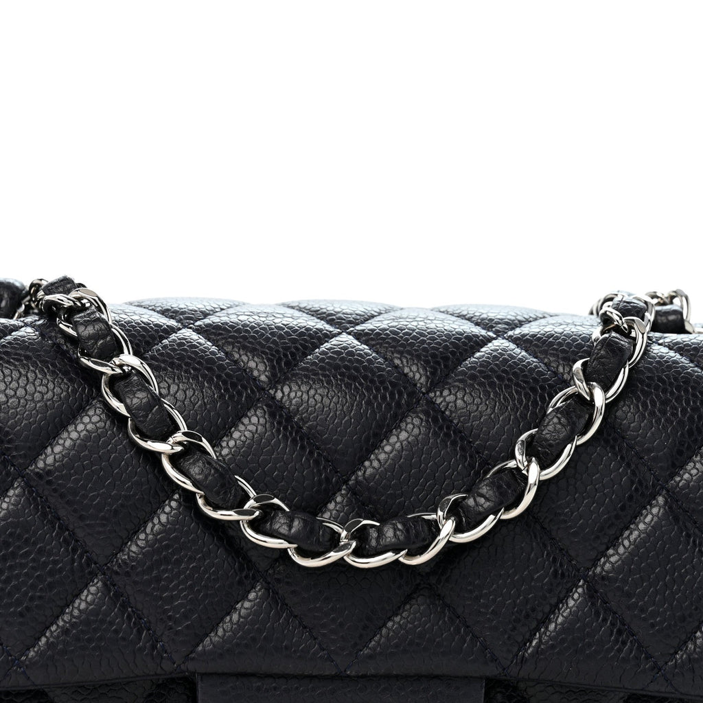Caviar Quilted Mini Rectangular Flap Navy