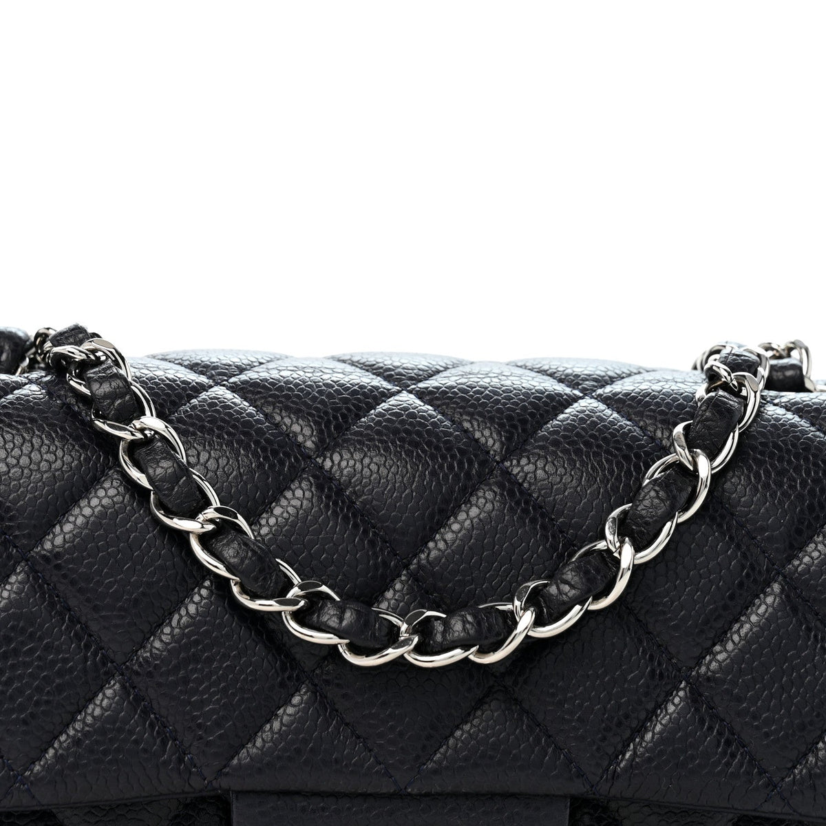 Caviar Quilted Mini Rectangular Flap Navy
