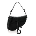 Calfskin Embossed Oblique Saddle Bag With Strap Black