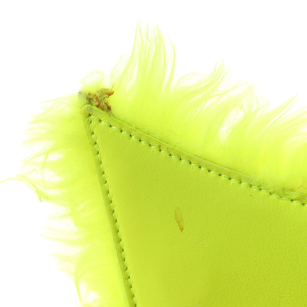 Faux Fur Medium Fluffy Hourglass Top Handle Bag Fluo Yellow