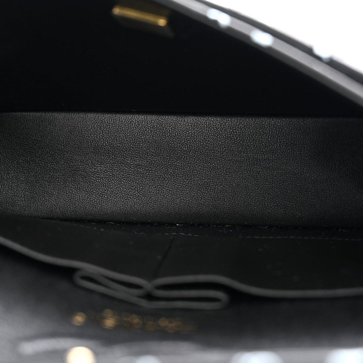 Lambskin Quilted Logo CC Printed Small Double Flap Black White