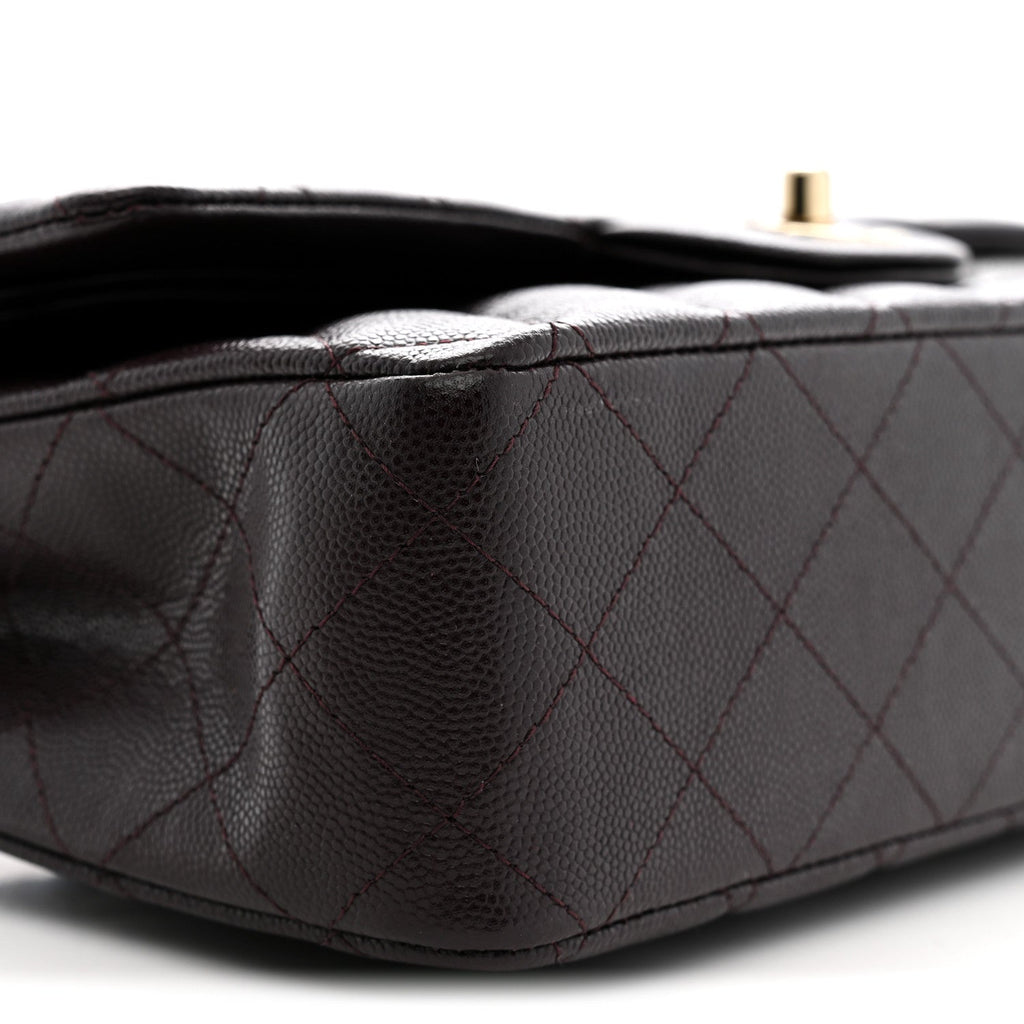 Caviar Quilted Medium Double Flap Brown