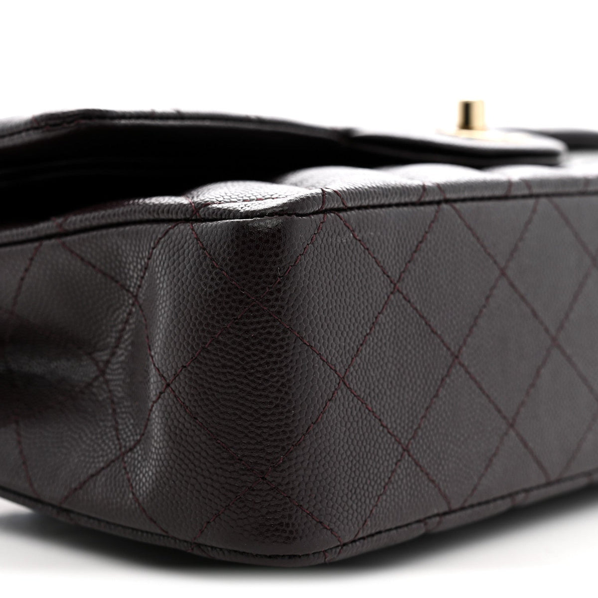 Caviar Quilted Medium Double Flap Brown