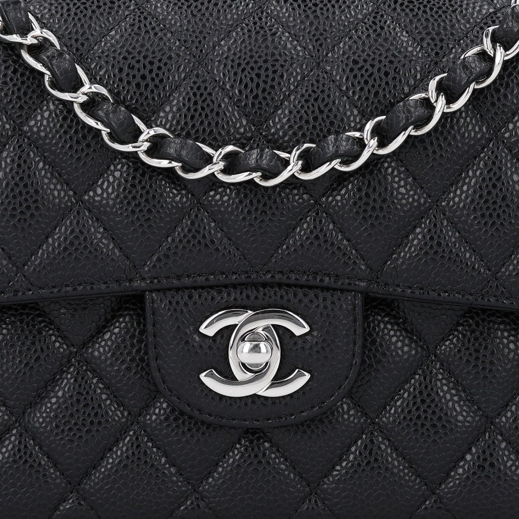 Caviar Quilted Small Double Flap Black
