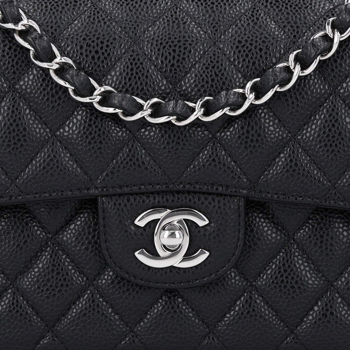 Caviar Quilted Small Double Flap Black