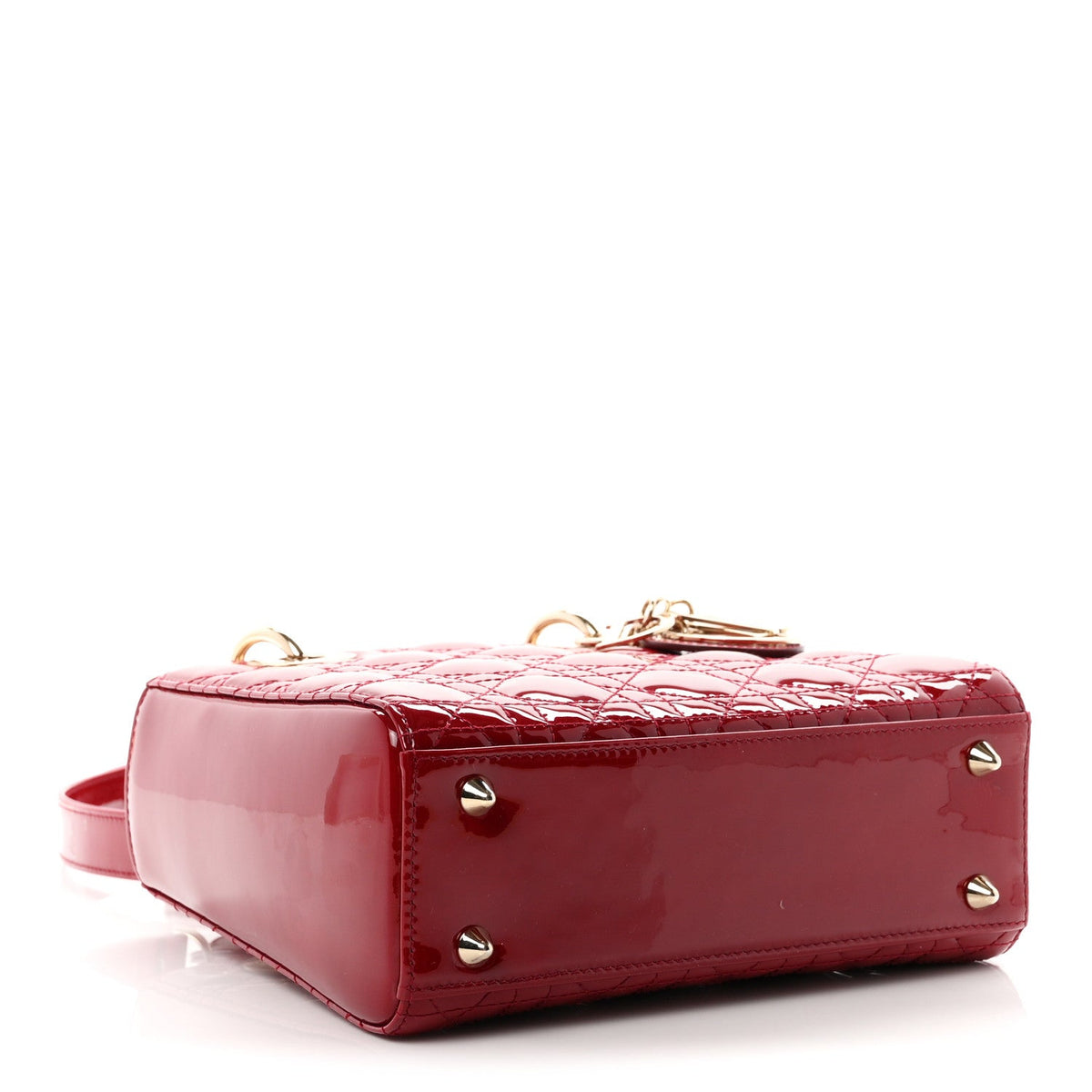 Patent Cannage Small Lady Dior Cherry Red