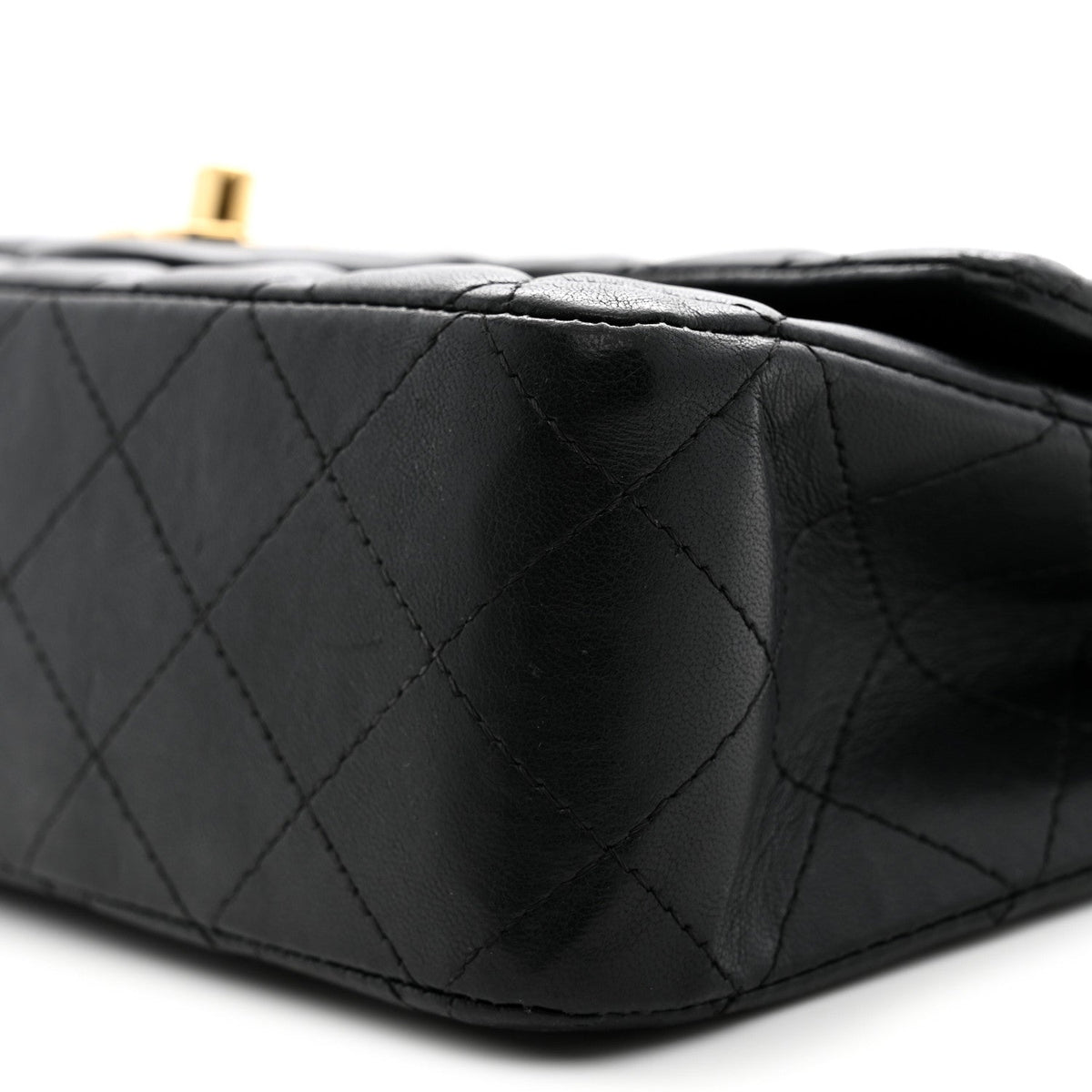 Lambskin Quilted Medium Double Flap Black