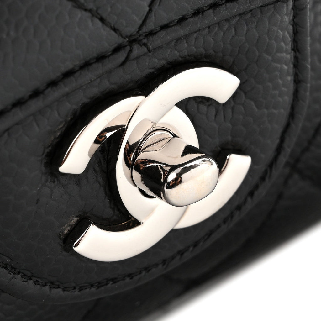 Caviar Quilted Medium Double Flap Black