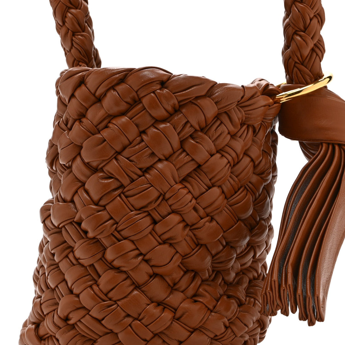 Calfskin Intrecciato Small Foulard Kalimero Bucket Bag Wood