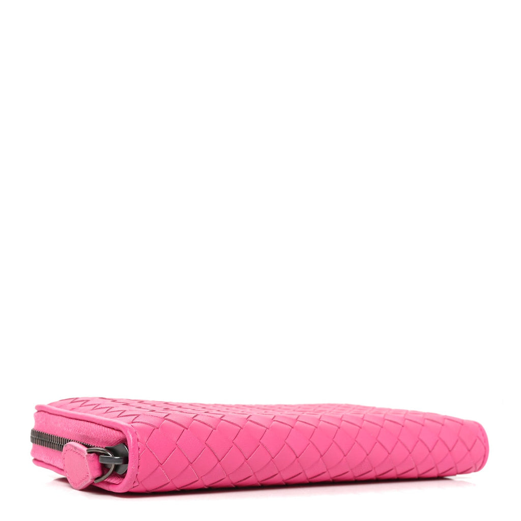 Nappa Intrecciato Zip Around Wallet Pink