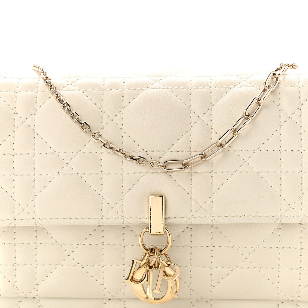 Lambskin Cannage Chain My Dior Daily Chain Pouch Latte