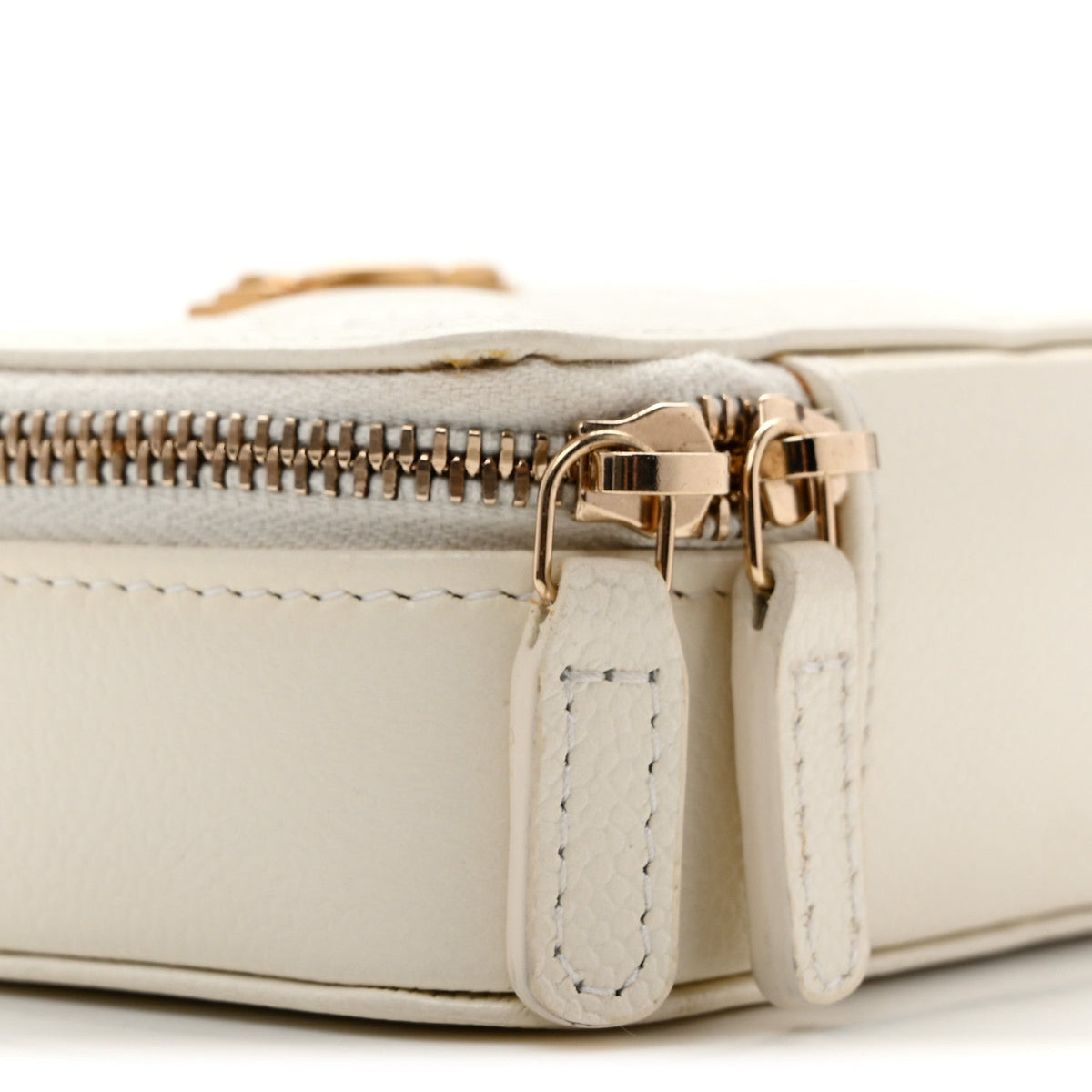 Caviar Quilted Mini Boy Clutch With Chain White