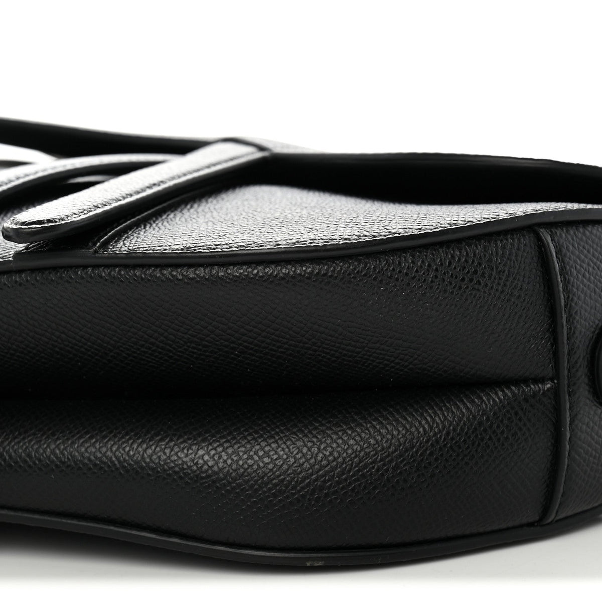 Grained Calfskin Saddle Bag With Strap Black