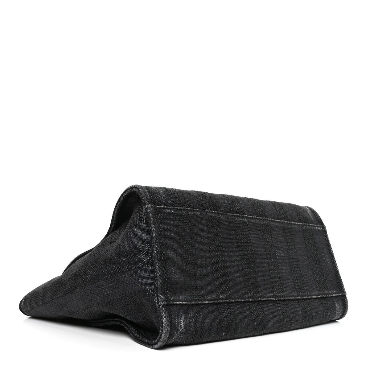 Mixed Fibers Calfskin Striped Medium Deauville Tote Black