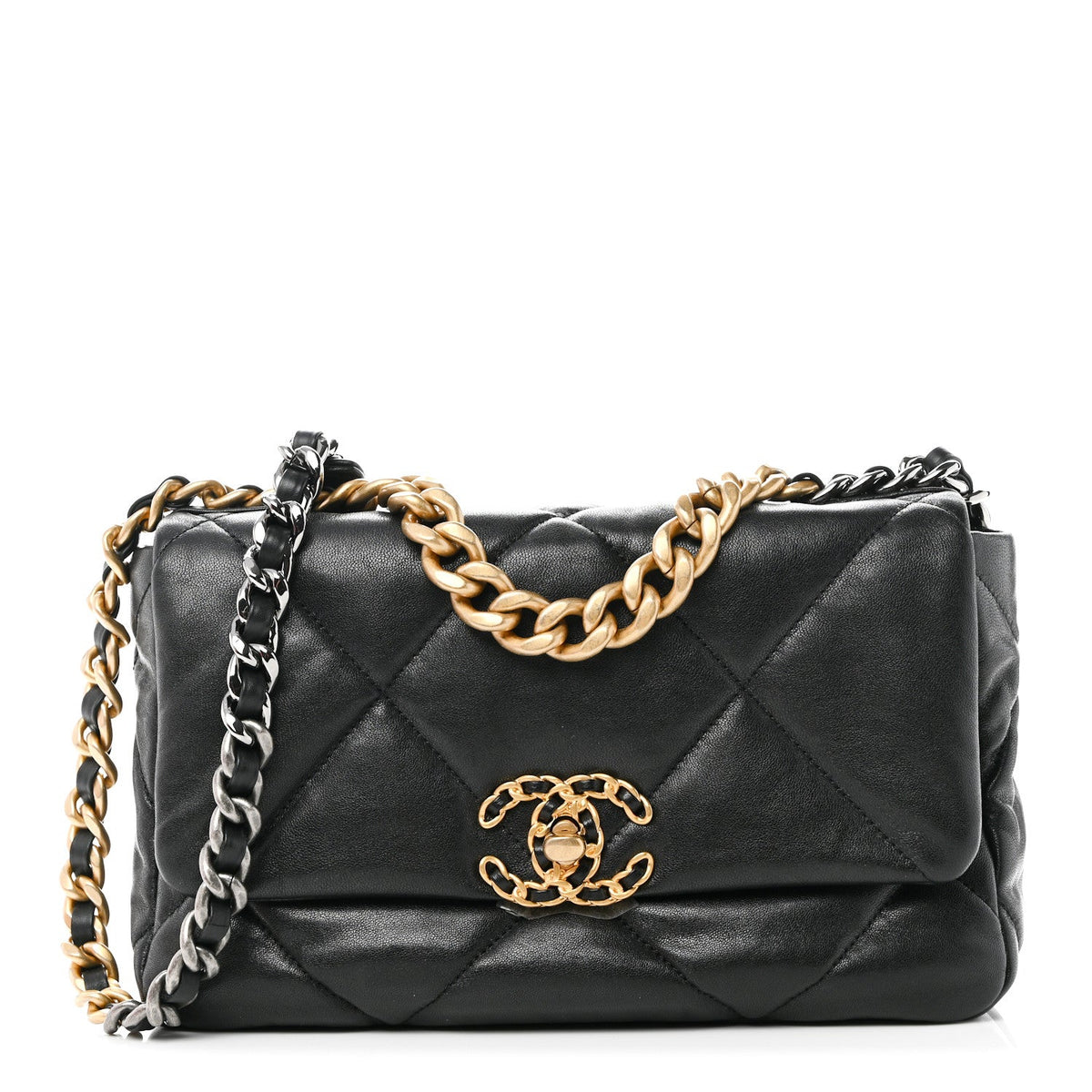 Lambskin Quilted Medium Chanel 19 Flap Black