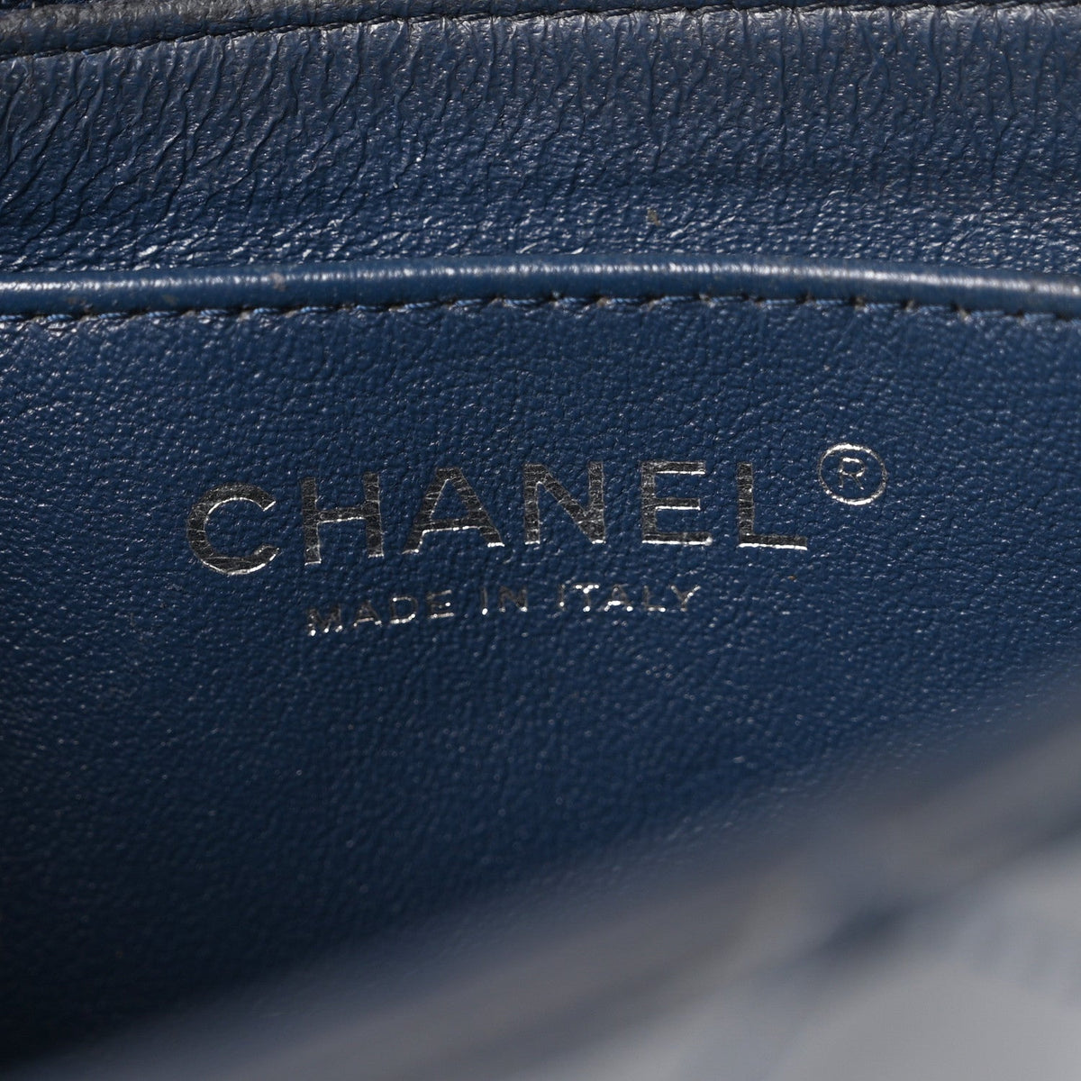 Patent Calfskin Quilted Mini Rectangular Flap Blue