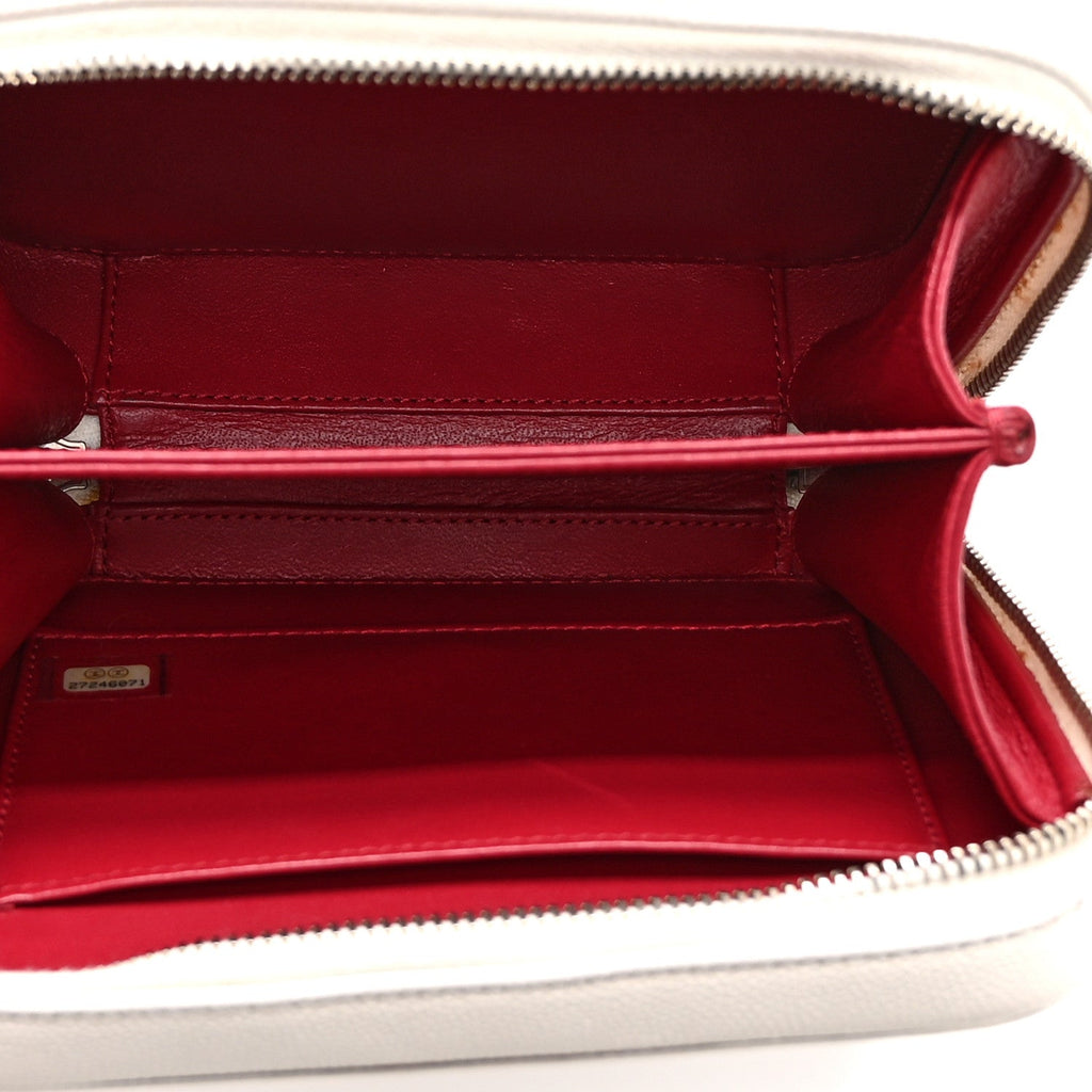 Caviar Quilted Striped Small CC Filigree Vanity Case White Black