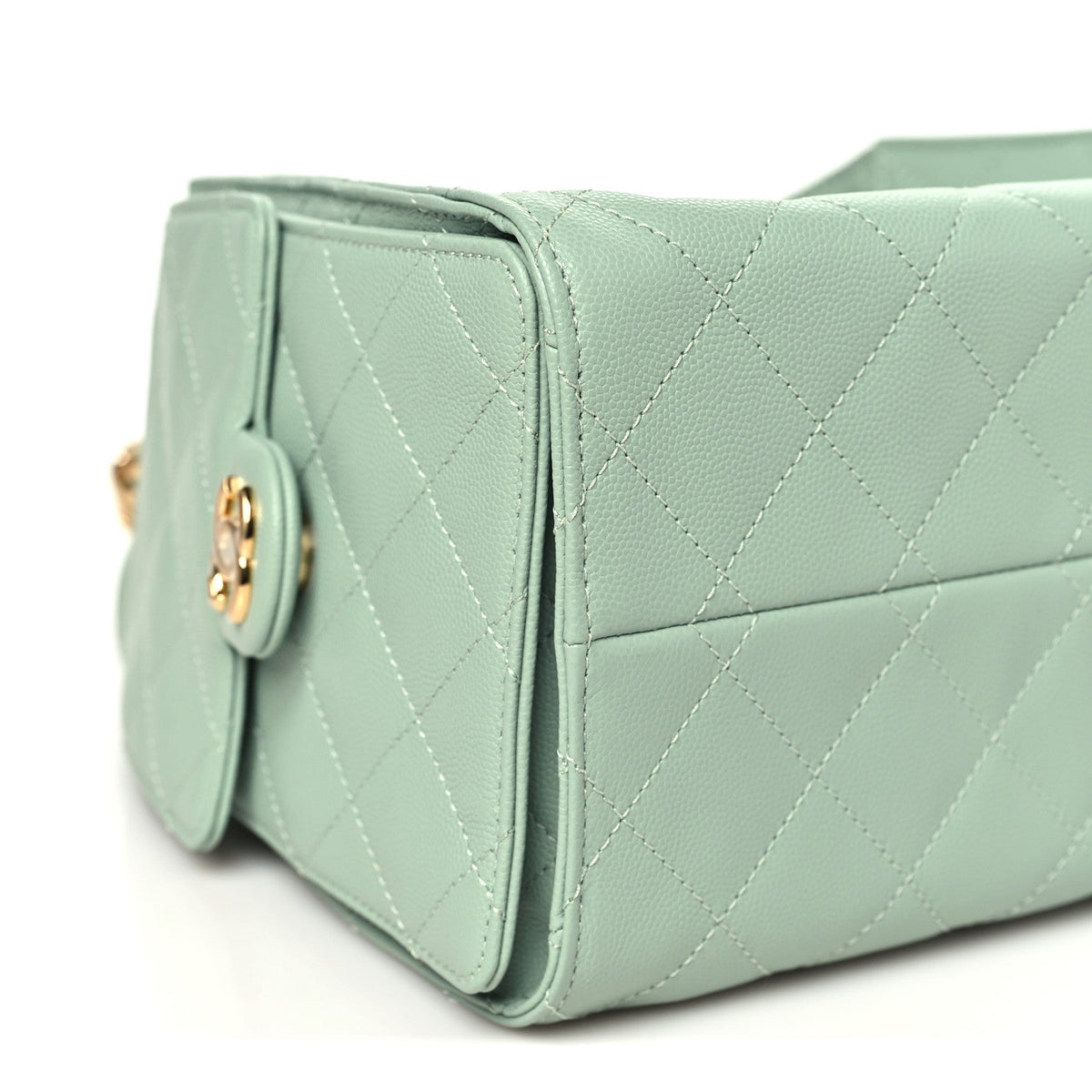 Caviar Quilted Small Chanel 25 Handbag Light Green