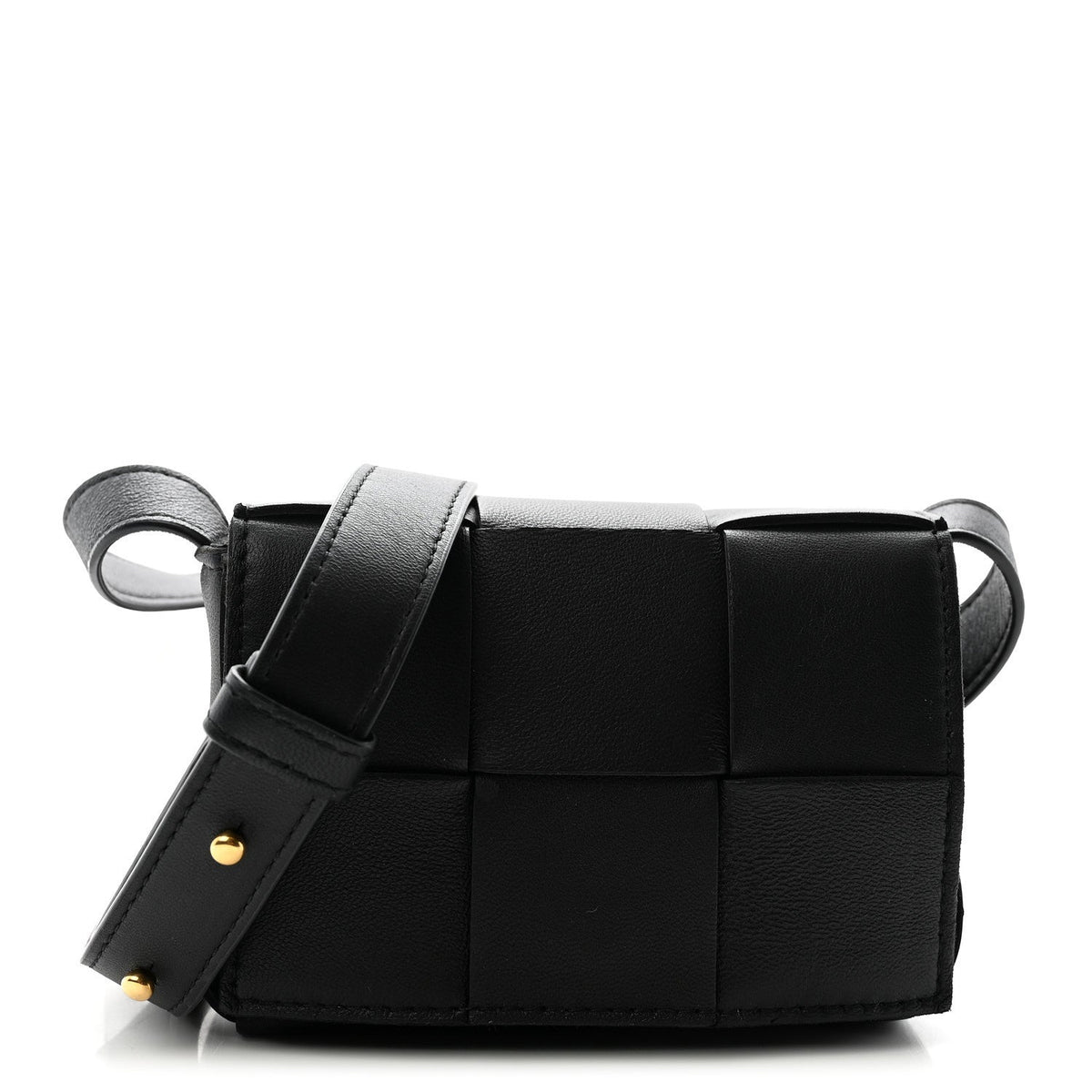 Lambskin Maxi Intrecciato Extra Mini Cassette Crossbody Bag Black