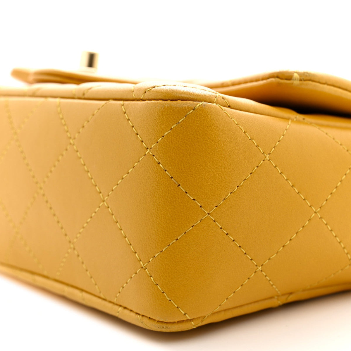 Lambskin Quilted Mini Rectangular Flap Yellow